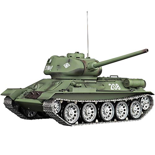 GOUX 1:16 Sowjetischer T-34 Mittlerer Panzer 2.4G Ferngesteuertes Modell Militärpanzer mit Sound-Rauch-Schießeffekt, RC Panzer Spielzeug Geschenke für Erwachsene von GOUX