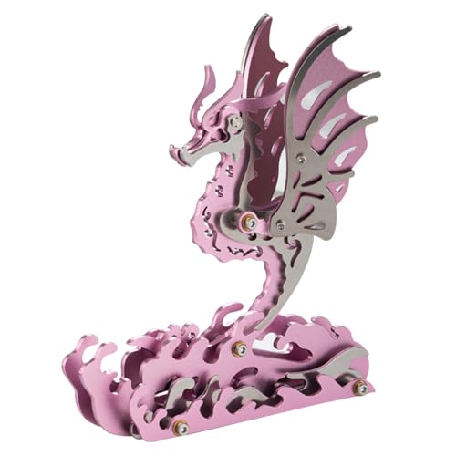 GOUX 3D DIY Metal Puzzle Kits, 3D Metal Mechanical Seahorse Puzzle Model Kit, 3D Jigsaw Puzzles for Adults, Brain Teaser Puzzle Toy Gift (Pink) von GOUX