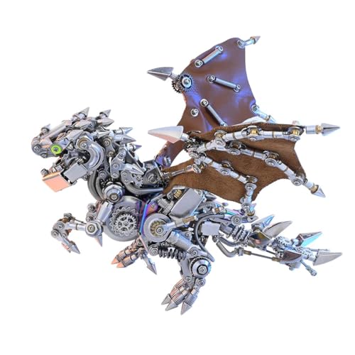 GOUX 3D DIY Punk Metall Montage Dinosaurier Modell, Mechanische Q Version Dinosaurier mit Flügel Kreative Trendy Desk Ornament (Kit Version/1450+PCS) von GOUX