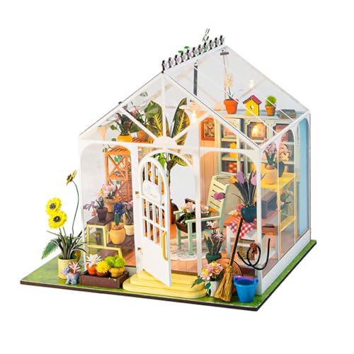 GOUX 3D DIY hölzerne Miniatur Sonnenschein Blumenhaus mit Möbeln Modell-Bausatz, Desktop-Dekoration kreatives Spielzeug von GOUX