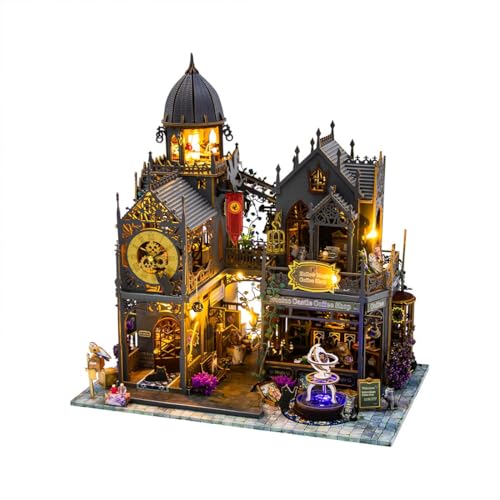 GOUX 3D Holz Puzzle Schloss Bausatz, 3D Holz Miniatur Huoluo Schloss Bausatz mit LED Lichtern, DIY Magisches Haus Exquisite hölzerne Zusammenbau Desktop Ornament Spielzeug Geschenke von GOUX