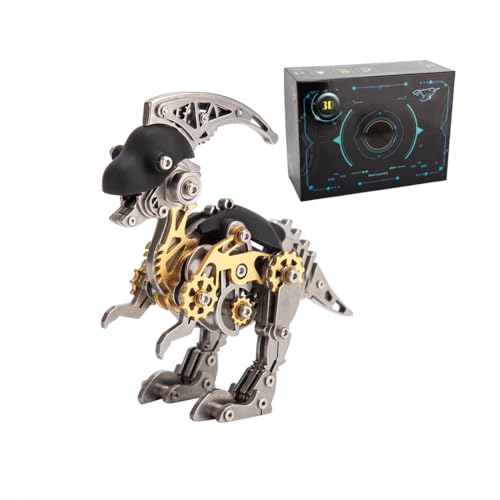 GOUX 3D Metall Puzzle Bausätze für Erwachsene, Metall Parasaurolophus Modell Bausatz, DIY Metall Bastel Bausätze Gehirn Teaser Puzzle Geburtstagsgeschenke (160PCS/Schwarz Gold) von GOUX