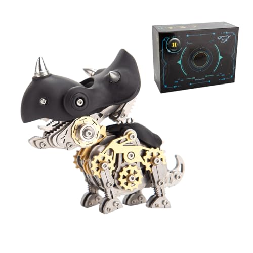 GOUX 3D Metall Puzzle Bausätze für Erwachsene, Metall Triceratops Modell Bausatz, DIY Metall Bastel Bausätze Gehirn Teaser Puzzle Geburtstagsgeschenke (160PCS/Schwarz Gold) von GOUX