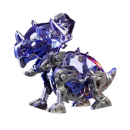 GOUX 3D Metall Puzzle Kits, DIY mechanische Triceratops Q Version Metall Montage Dinosaurier Modell, 3D Puzzles für Erwachsene (Kit Version/175PCS) von GOUX