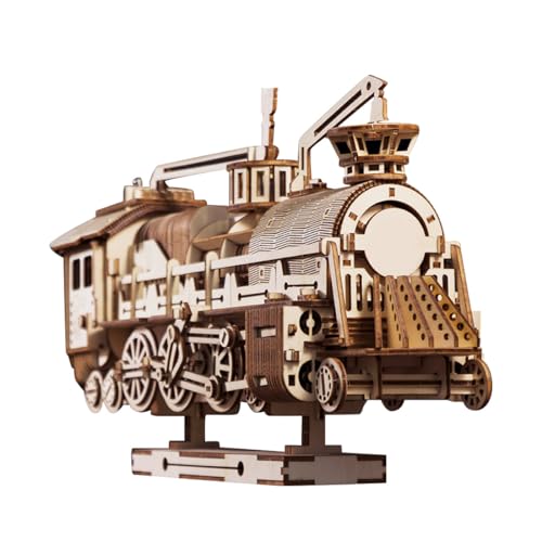 GOUX 3D hölzerne Montage Zug Kits, mechanische Übertragung Modell, kreative DIY hölzerne Vintage Zug Montage Modell (Lokomotiven und Display steht/524PCS) von GOUX