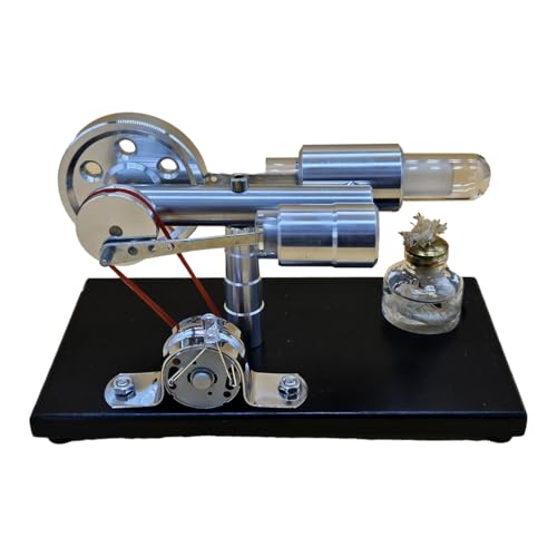 GOUX Dampfmaschinen-Modellbausatz für Erwachsene, γ-Typ Stirlingmotor-Generator-Modell mit Dropper LED-Leuchten Wissenschaftliches Experimentierspielzeug (Basisversion) von GOUX