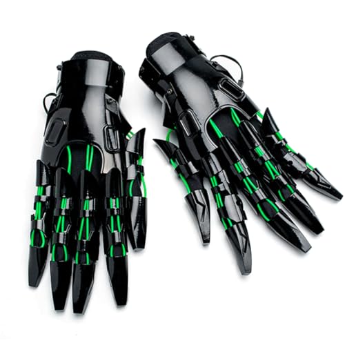 GOUX Future Punk Gloves Armor, Sci-Fi Mechanical Punk Hand Armor mit Licht Cosplay Prop für Halloween Partys von GOUX