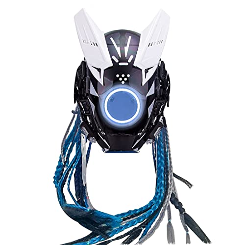 GOUX Future Punk Helm Maske mit LED Licht Cosplay Kostüm Requisiten für Männer für Halloween Cosplay Party von GOUX