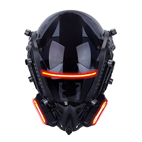 GOUX Punk Future Technology Helm Maske mit rotem Licht Cosplay Kostüm Requisiten für Männer für Halloween Cosplay Party von GOUX