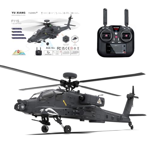 GOUX RC Militärhubschrauber, F11-s Ah64 1/32 Scale 2.4g 6ch Rc Dual-axis Co-Drive Flybarless 6g/3d Stunt Helicopter Model mit GPS Flug für Erwachsene (rtf Version) von GOUX