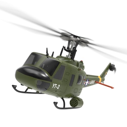 GOUX RC Militärhubschrauber für Erwachsene, F07-V 1/34 Skala UH-1 Huey 2.4G 6CH Brushless Direct-Drive Flybarless Hubschrauber Modell Modus 1/Mode 2 umschaltbar (RTF Version) von GOUX