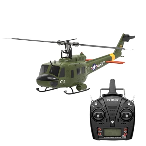 GOUX RC Militärhubschrauber für Erwachsene, F07-V 1/34 Skala UH-1 Huey 2.4G 6CH Brushless Direct-Drive Flybarless Hubschrauber Modell Modus 1/Mode 2 umschaltbar (RTF Version) von GOUX