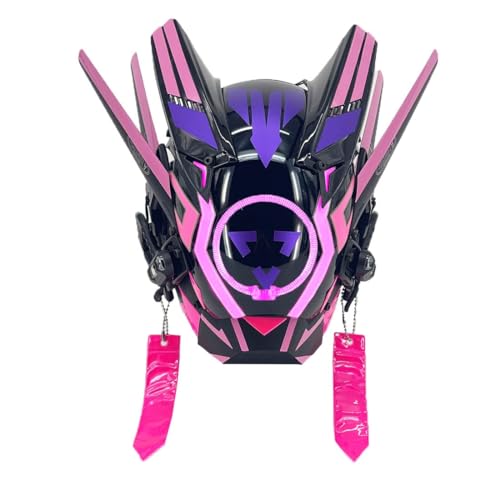 GOUX Tech Punk LED Maske für Männer, Cyber Future Punk Maske Mechanische Futuristische Punk Masken Helm Techwear Maske mit aufladbarem Rundlicht für Halloween Cosplay von GOUX