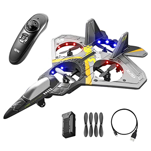 Neue Upgrate V17 Jet Fighter Stunt RC Flugzeug, 2.4GHz 4 Motoren Schwerkraft Sense Fernbedienung Spinning Flugzeug, Anti-Drop Gleiter Flugzeug Leicht zu fliegen Spielzeug für Kinder (Mehrfarbig) von GOXAEEE