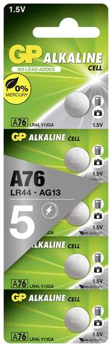 GP Knopfzelle LR 44 1.5V 5 St. 110 mAh Alkali-Mangan GP76ASTD597C5 von GP