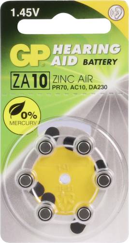 GP Knopfzelle ZA 10 1.4V 6 St. 90 mAh Zink-Luft GPZA10F145C6 von GP