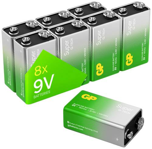 GP Batteries Super 9V Block-Batterie Alkali-Mangan 9V 8St. von GP