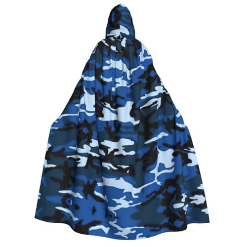 GPFNMRSN Blauer Camouflage-Druck, Unisex, mit Kapuze, Halloween-Umhang, langer Umhang, Kleid, Kostüme für Erwachsene und Kinder, Cosplay von GPFNMRSN