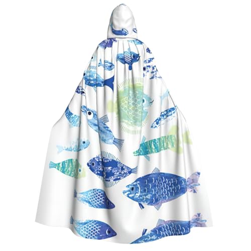 GPFNMRSN Ocean Life Print Unisex Kapuzenumhang Halloween Umhang Langer Umhang Robe Kleid Kostüme für Erwachsene Kinder Cosplay von GPFNMRSN