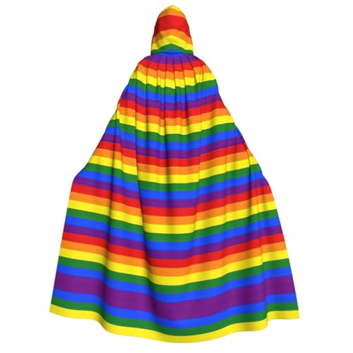 GPFNMRSN Regenbogen-Muster, Unisex, mit Kapuze, Halloween-Umhang, langer Umhang, Kleid, Kostüme für Erwachsene und Kinder, Cosplay von GPFNMRSN