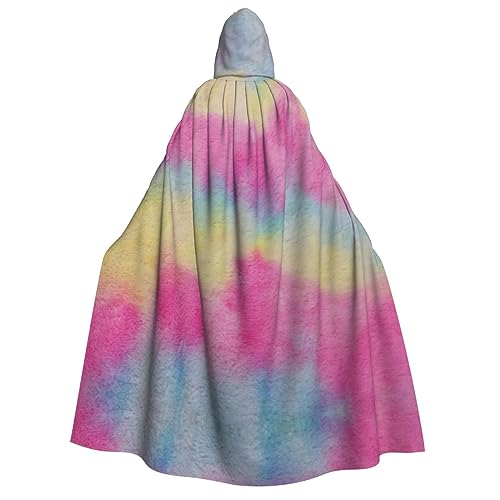 GPFNMRSN Regenbogenstreifen-Druck, Unisex, mit Kapuze, Halloween-Umhang, langer Umhang, Kleid, Kostüme für Erwachsene und Kinder, Cosplay von GPFNMRSN