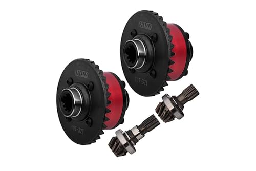 4140 Medium Carbon Steel + 7075 Aluminium Alloy Front & Rear Complete Differential for Traxxas 1:5 X Maxx 6S 8S / XRT 8S / X Maxx Ultimate 8S / XRT Ultimate 8S Monster Truck Upgrades - Red von GPM Racing