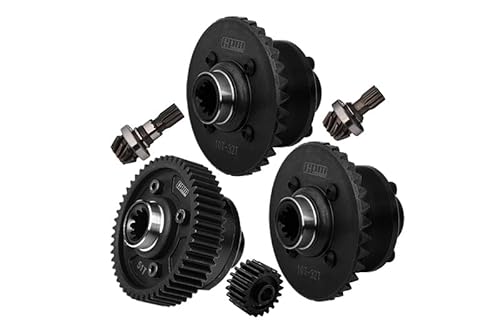 4140 Medium Carbon Steel + Aluminium 7075 Alloy Front & Center & Rear Complete Differential for Traxxas 1:5 X Maxx 6S 8S / XRT 8S / X Maxx Ultimate 8S / XRT Ultimate 8S Monster Truck Upgrades - Black von GPM Racing