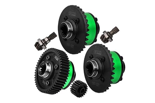 4140 Medium Carbon Steel + Aluminium 7075 Alloy Front & Center & Rear Complete Differential for Traxxas 1:5 X Maxx 6S 8S / XRT 8S / X Maxx Ultimate 8S / XRT Ultimate 8S Monster Truck Upgrades - Green von GPM Racing