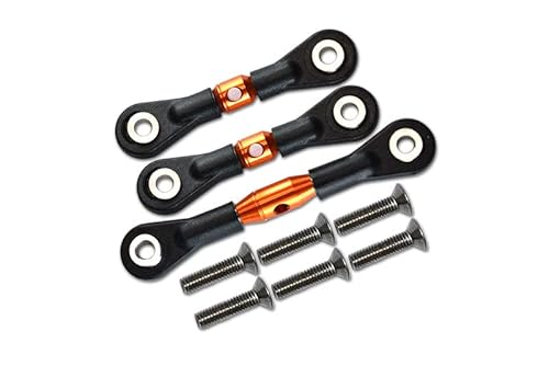 GPM Racing Alloy Completed Tie Rod with Screws for Tamiya 1/10 RC Cars TT-01 TT-01D- 3Pc Set Orange von GPM Racing