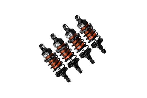 Aluminium 6061 Alloy Front+Rear (60mm) Oil Filled Ultra Shocks for Traxxas 1/10 4-Tec Drift Ford Mustang RWD Drift Car RTR 105237-4 Upgrades - Orange von GPM Racing