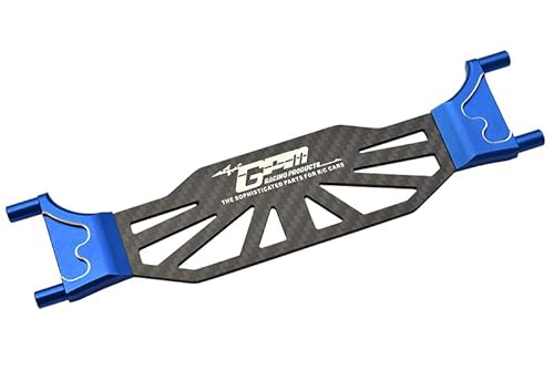 GPM Racing Aluminium 6061T6 + Carbon Fiber Battery Hold-Down for Traxxas 1:8 4WD Sledge Monster Truck 95076-4 / 4WD Maxx Slash 6S Brushless Short Course Truck 102076-4 Upgrades - Blue von GPM Racing