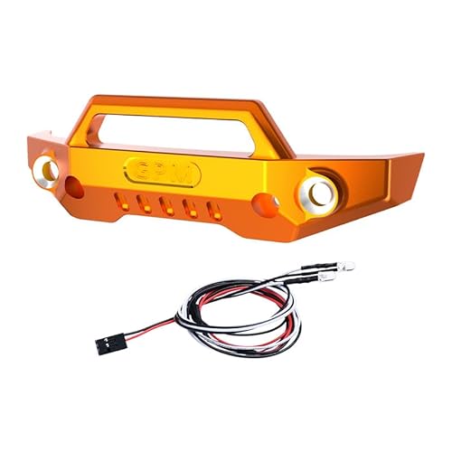 Aluminium 7075 Alloy Front Bumper with LED Lights for Traxxas 1/16 Mini Maxx 4WD RTR Brushless Monster Truck 107154-1 Upgrades - Orange von GPM Racing