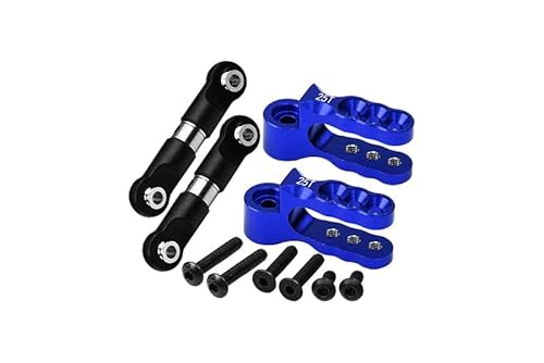 Aluminium 7075 Alloy Servo Horn 25T with Stainless Steel Adjustable Steering Link for Traxxas 1:10 E-Revo VXL Brushless/Revo 3.3 / Slayer Pro/Summit/T-Maxx 3.3/1:7 AWD XO-01 Upgrades - Blue von GPM Racing