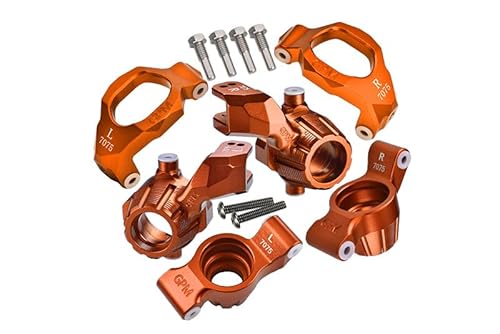 Aluminium 7075 Front C-Hubs & Front Steering Blocks & Rear Stub Axle Carriers Set for Traxxas 1:10 4WD MAXX 89076-4 / 4WD MAXX with WideMAXX 89086-4/1:8 4WD Maxx Slash 6S 102076-4 Upgrades - Orange von GPM Racing