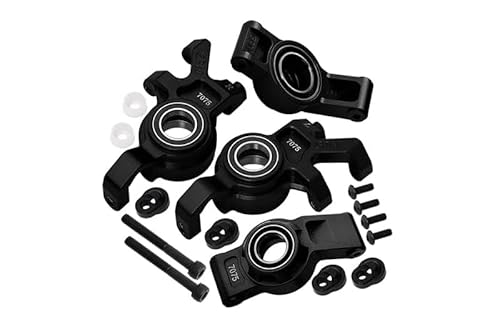 Aluminium 7075 Front Oversized Steering Blocks & Rear Hub Stub Axle Carriers with Three Oversize Bearing for Traxxas 1:5 X Maxx 6S 8S / XRT 8S / X Maxx Ultimate 8S / XRT Ultimate 8S Upgrades - Black von GPM Racing