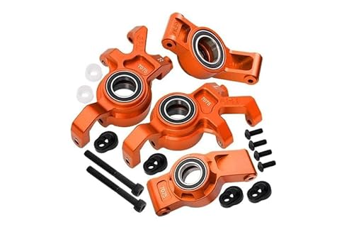 Aluminium 7075 Front Oversized Steering Blocks & Rear Hub Stub Axle Carriers with Three Oversize Bearing for Traxxas 1:5 X Maxx 6S 8S / XRT 8S / X Maxx Ultimate 8S / XRT Ultimate 8S Upgrades - Orange von GPM Racing