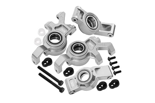 Aluminium 7075 Front Oversized Steering Blocks & Rear Hub Stub Axle Carriers with Three Oversize Bearing for Traxxas 1:5 X Maxx 6S 8S / XRT 8S / X Maxx Ultimate 8S / XRT Ultimate 8S Upgrades - Silver von GPM Racing