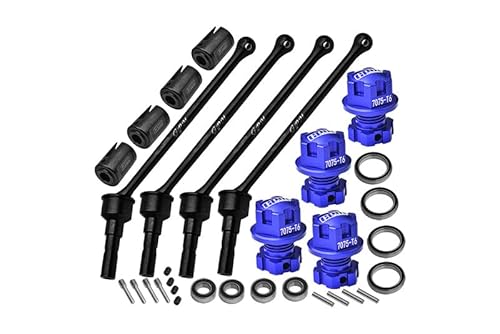 Carbon Steel Front and Rear Extend Cvd Drive Shaft (110mm) with Aluminium 7075 Wheel Lock + Hex Claw for Traxxas 1/10 Maxx with WideMAXX Monster Truck 89086-4 Upgrades - Blue von GPM Racing