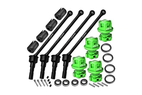Carbon Steel Front and Rear Extend Cvd Drive Shaft (110mm) with Aluminium 7075 Wheel Lock + Hex Claw for Traxxas 1/10 Maxx with WideMAXX Monster Truck 89086-4 Upgrades - Green von GPM Racing