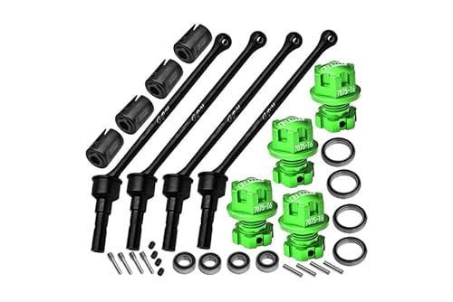 Carbon Steel Front and Rear Extend Cvd Drive Shaft (110mm) with Aluminium 7075 Wheel Lock + Hex Claw for Traxxas 1/10 Maxx with WideMAXX Monster Truck 89086-4 Upgrades - Green von GPM Racing