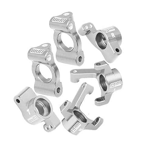 GPM Racing 7075 Alloy Front Caster Blocks + Front Knuckle Arm + Rear Hubs Aluminium Upgrade Combo for LOSI 1/24 Micro-B 2WD Buggy RTR-LOS00007 - Silver von GPM Racing