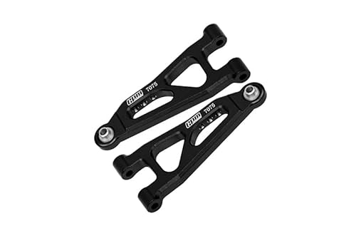 GPM Racing Aluminium 7075 Alloy Front Lower Suspension Arms for Arrma 1/14 Mojave GROM MEGA 380 Brushed 4X4 SMALL Scale Desert Truck RTR-ARA2104 Upgrades - Black von GPM Racing