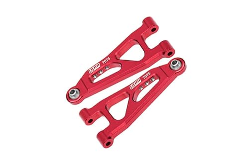 GPM Racing Aluminium 7075 Alloy Front Lower Suspension Arms for Arrma 1/14 Mojave GROM MEGA 380 Brushed 4X4 SMALL Scale Desert Truck RTR-ARA2104 Upgrades - Red von GPM Racing