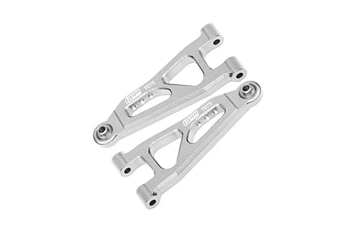 GPM Racing Aluminium 7075 Alloy Front Lower Suspension Arms for Arrma 1/14 Mojave GROM MEGA 380 Brushed 4X4 SMALL Scale Desert Truck RTR-ARA2104 Upgrades - Silver von GPM Racing