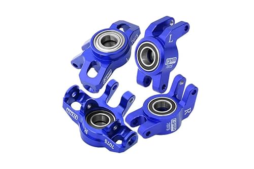 GPM Racing Aluminium 7075 Alloy Front Steering Block + Rear Hub (Larger Inner Bearings) for Arrma 1/14 Mojave GROM MEGA 380 Brushed 4X4 SMALL Scale Desert Truck RTR-ARA2104 Upgrades - Blue von GPM Racing