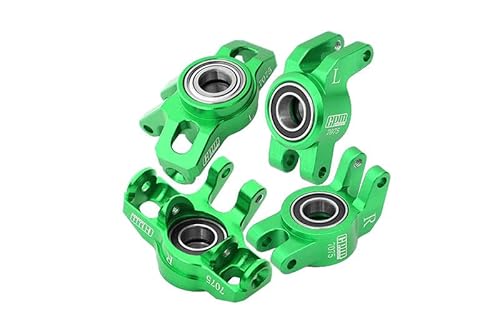 GPM Racing Aluminium 7075 Alloy Front Steering Block + Rear Hub (Larger Inner Bearings) for Arrma 1/14 Mojave GROM MEGA 380 Brushed 4X4 SMALL Scale Desert Truck RTR-ARA2104 Upgrades - Green von GPM Racing