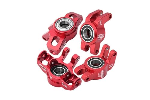 GPM Racing Aluminium 7075 Alloy Front Steering Block + Rear Hub (Larger Inner Bearings) for Arrma 1/14 Mojave GROM MEGA 380 Brushed 4X4 SMALL Scale Desert Truck RTR-ARA2104 Upgrades - Red von GPM Racing