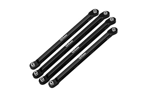 GPM Racing Axial 1/10 RBX10 Ryft 4WD Rock Bouncer AXI03005 Tuning Teile Aluminium Front Upper & Lower Chassis Links Parts Tree - 4Pc Set Black von GPM Racing