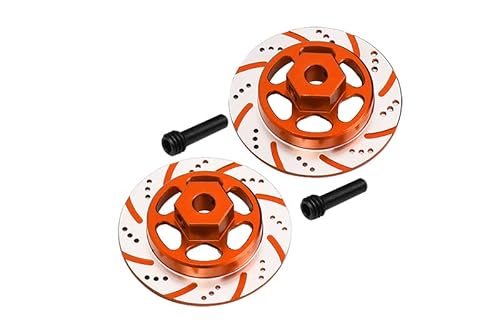 GPM Racing Axial 1/10 RBX10 Ryft 4WD Rock Bouncer AXI03005 Tuning Teile Aluminium Hex with Brake Disk (Silver Inlay Version) - 4Pc Set Orange von GPM Racing