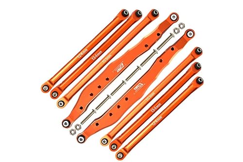 GPM Racing Axial 1/10 RBX10 Ryft 4WD Rock Bouncer Aluminium Tuning Teile Combo Set A (Trailing Arms + Chassis Links) - Orange von GPM Racing